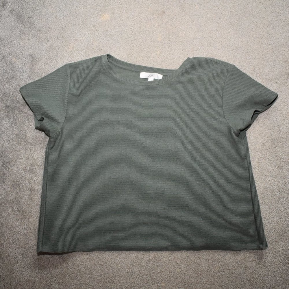 Loft Ribbed Boxy Fly Away Back Tee XL Olive